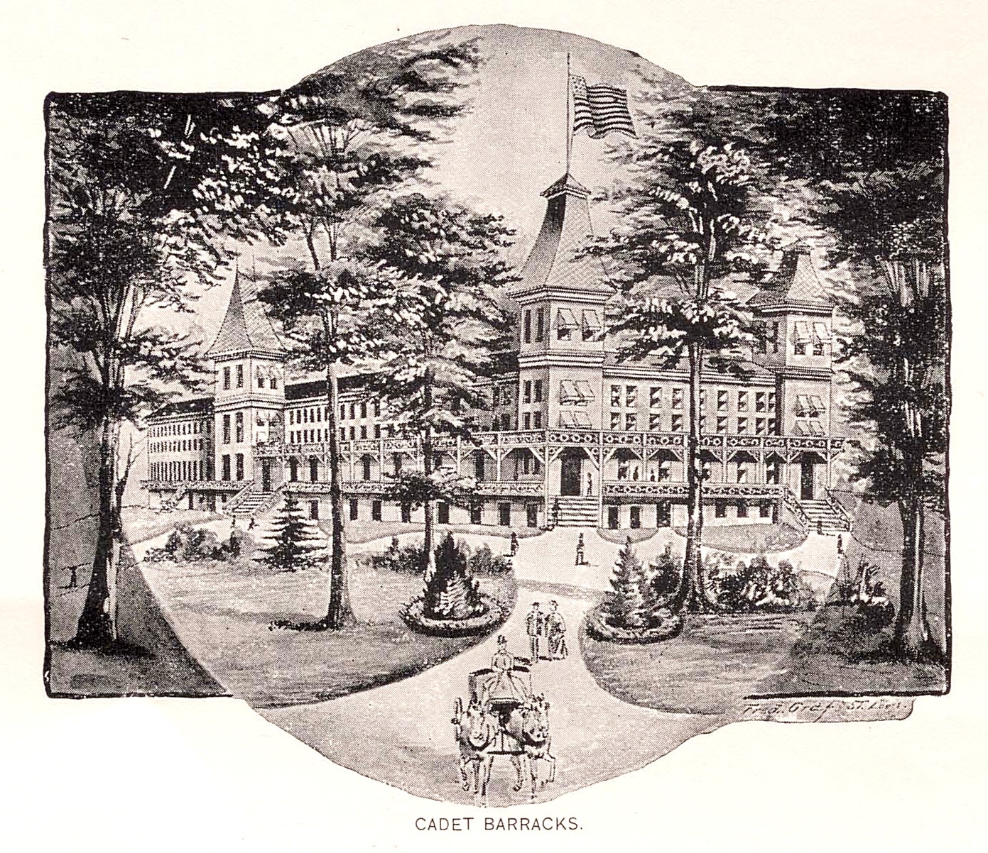 Sweet Springs Hotel Etching c.1877